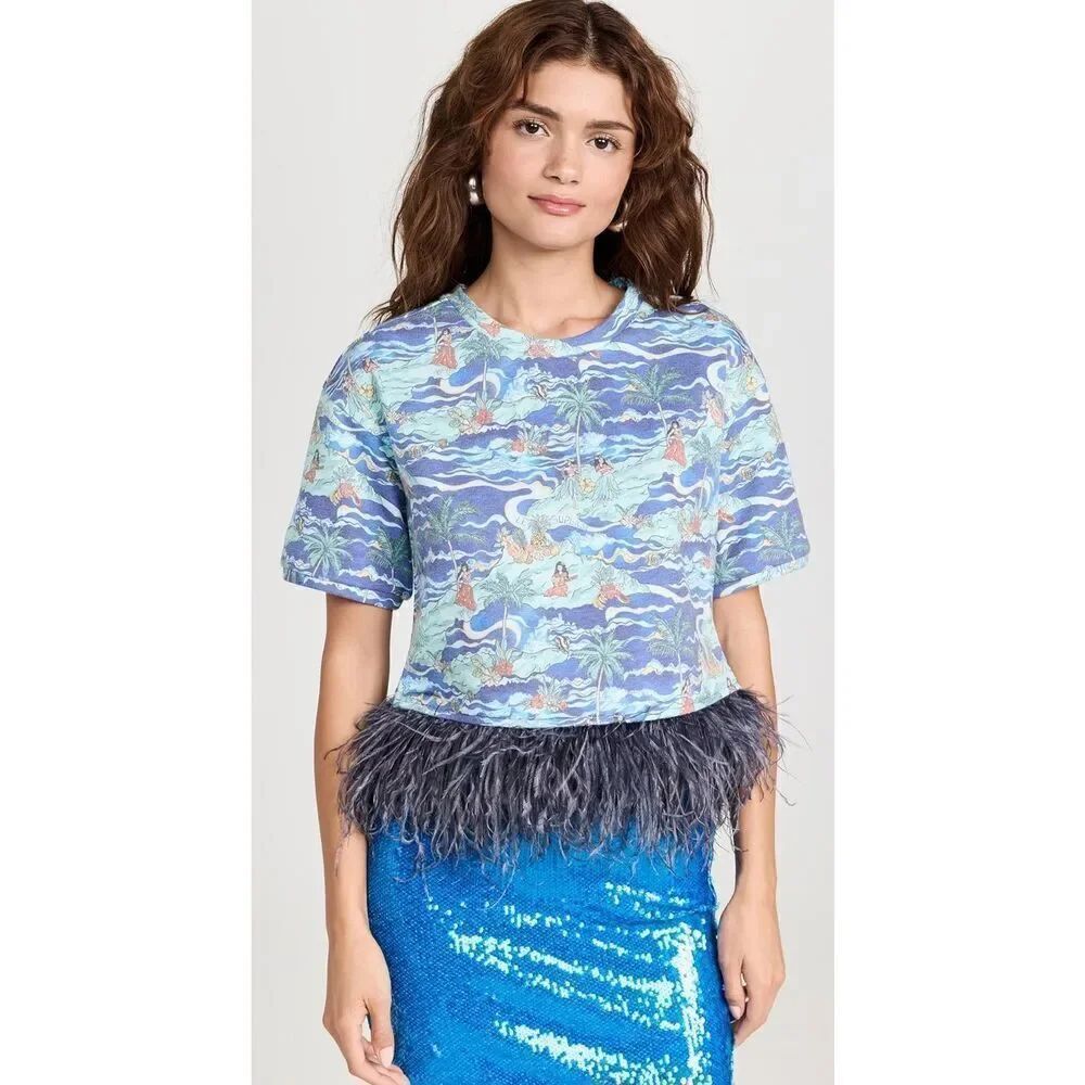 Le Superbe Hula House Party Top in Royal Hawaiian Blue NWT Size XS